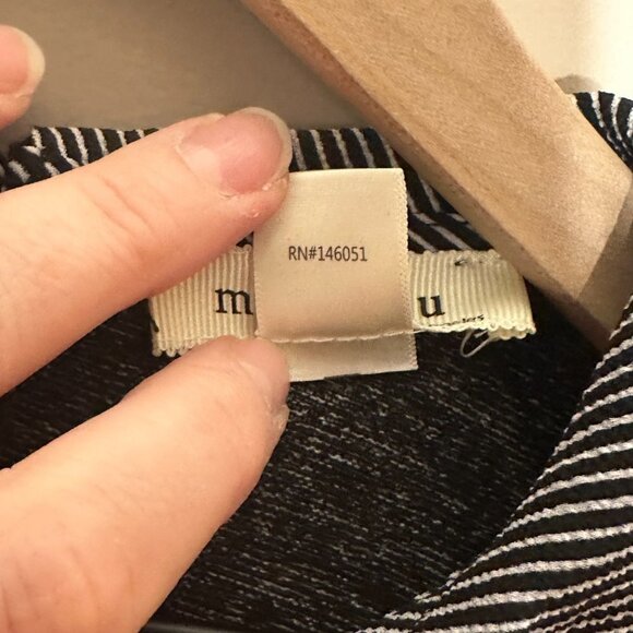 Women's L Monteau Sweater Peter Pan Collar Top Charcoal Striped Soft Stretch - Picture 7 of 8